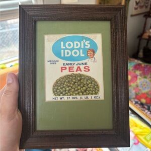 Framed 'Lodi's Idol Early June Peas' Vintage Seed Label Art - Green Mat